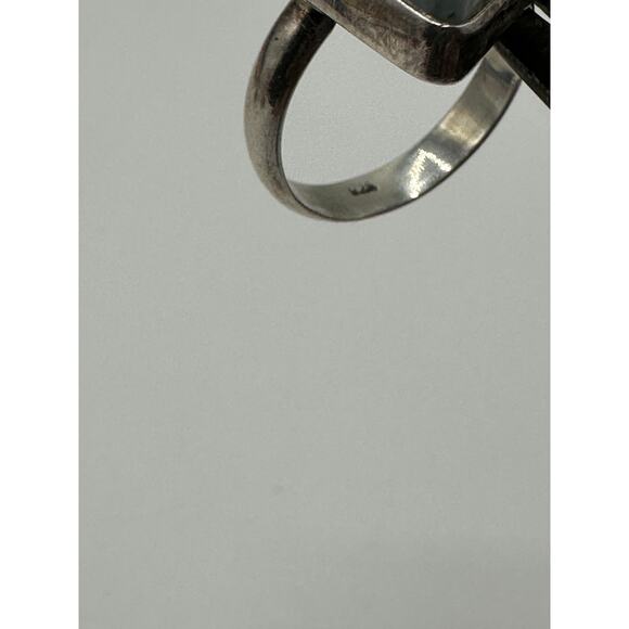 Moss Agate Sterling Silver Ring Size 6.75 925 5g - Picture 6 of 6